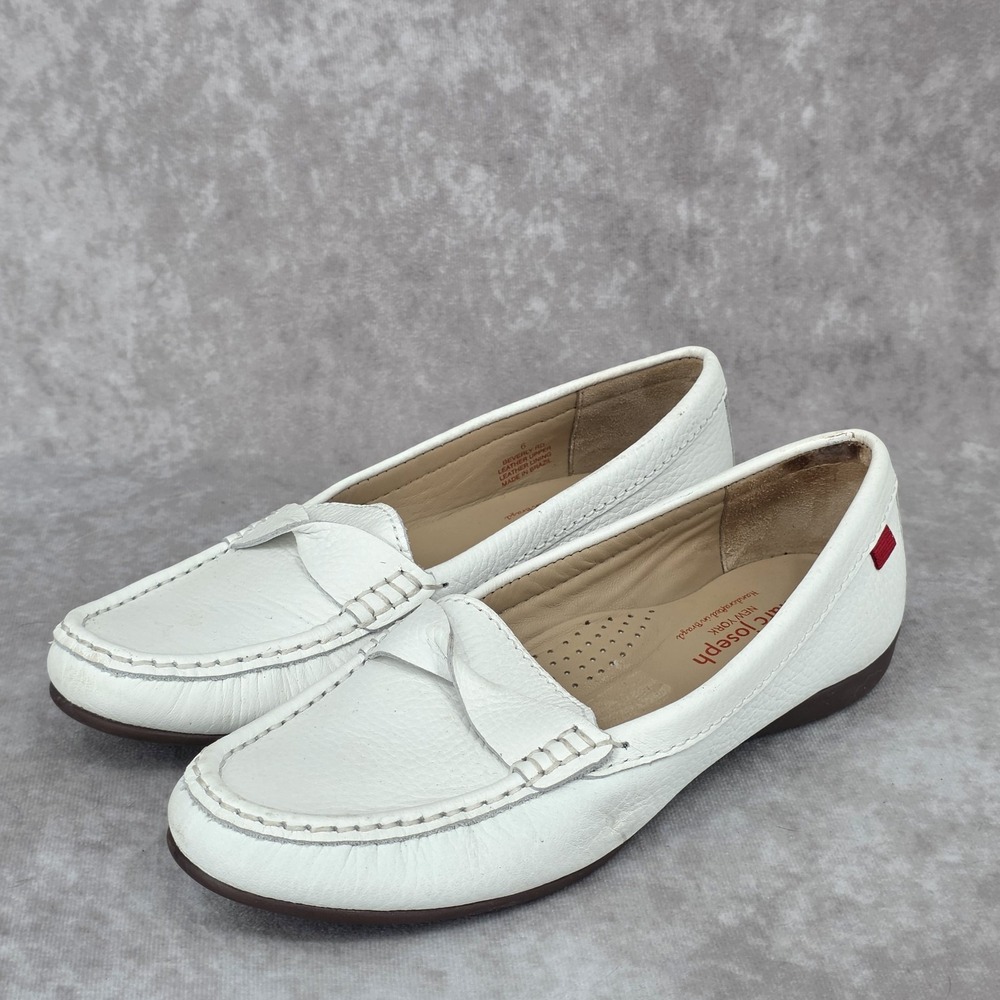 Marc Joseph New York Beverly Rd Womens Size 6 White Leather Loafer Slip-On Shoes